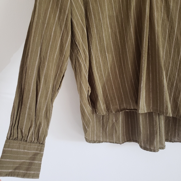 Free People Under the Boardwalk Olive Green Lace Up Tunic Top XS EUC - Picture 5 of 9